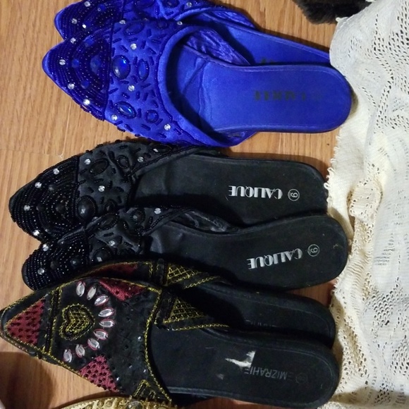 Lot of 8 pair of Beaded Flats n Kitten heels - Picture 2 of 4